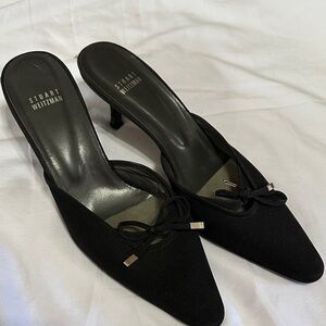 Stuart Weitzman Black Bow Detail Kitten Heels - Used Good condition